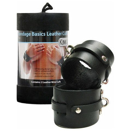 KinkLab Leather Wrist Cuffs - Model X123 - Unisex Bondage Restraints for Enhanced Pleasure - Black
