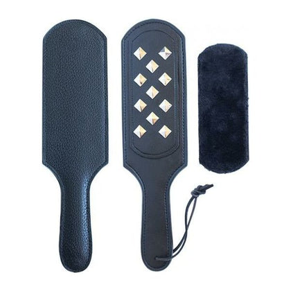 Kinklab Panamorphic 3-In-1 Paddle - Black: The Ultimate Sensation Spanking Tool for All Genders, Offering Versatile Pleasure Experiences with Leather, Metal Studs, and Fur - Adult Naughty Store