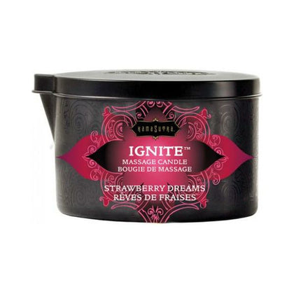 Kama Sutra Strawberry Dreams Massage Candle - Sensual Massage Oil with Coconut Oil, Shea Butter, and Vitamin E - For Couples, Intimate Pleasure, and Relaxation - Red - Adult Naughty Store