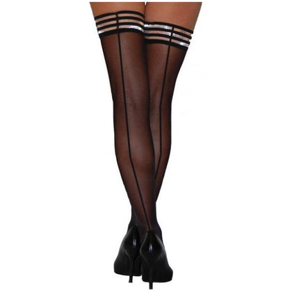 Kixies Lois Thigh Highs Black Back Seam Black A - Adult Naughty Store