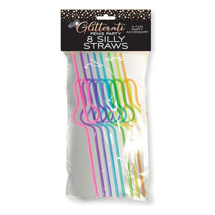 Glitterati Reusable Silly Penis Straws - Set of 8 | Bachelorette Party Supplies | Fun and Colorful Party Accessories
