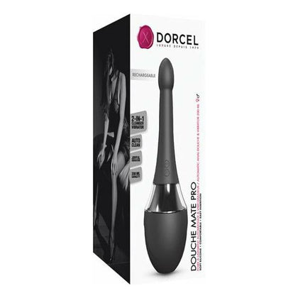 Introducing the Dorcel Vibrating Douche Mate Pro - Black-Silver: The Ultimate 2-in-1 Enema and Pleasure Device