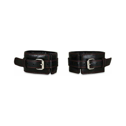 Sultra Lambskin Ankle Cuffs Black - Luxurious Full Grain Leather Restraints for Unforgettable Pleasure