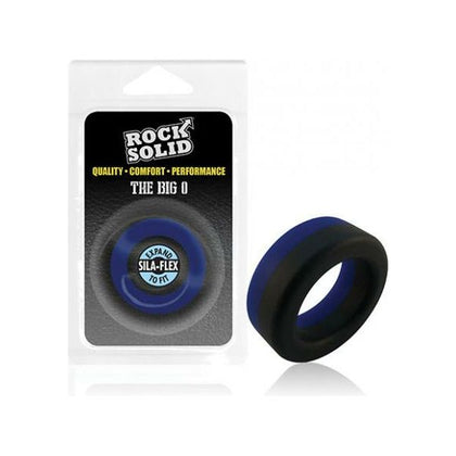 Introducing the Sila-Flex Rock Solid Big O Ring - Black-Blue: Premium Hybrid Silicone Pleasure Enhancer