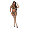 Exposed by Magic Silk Purrfect Balconette Bra & Garter Panty Set - Model 12-18, Women's Animal/Black L/XL - Adult Naughty Store