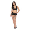 Exposed by Magic Silk Ooh La Lace Bralette, Garter Skirt & G-string Black L/XL - Women's Intimate Lingerie Set for Sensual Seduction - Adult Naughty Store