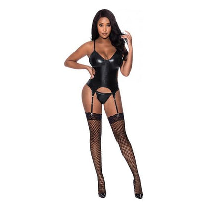 Exposed by Magic Silk Club Candy Basque & Cheeky Panty Black L/XL - Women's Lingerie Set for Sensual Waist Cinching and Seductive Appeal