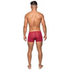 Male Power Seamless Sleek Shorts Sheer Pouch Red Medium: Sensual Men's Sheer Trunk with Contoured Pouch - Model SSSP-RM - Size M (32
