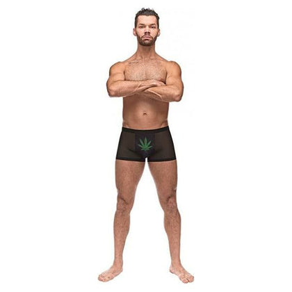 Male Power Private Screening Micro Mesh & Modal Pot Leaf Pouch Short - Model MS-420L - Men's Erotic Lingerie for Intimate Pleasure - Size Large (36in.-38in.) - Adult Naughty Store