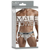 Male Power Peep Show Jock Strap Ring - White, L/XL, Open Rear, Nylon/Spandex, Waist 36