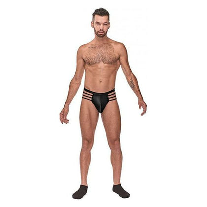 Cage Matte Cage Thong Black S-M: Sensual Men's Black Cage Matte Thong for Seductive Comfort and Support (Model: CMT-001, Size: S-M)