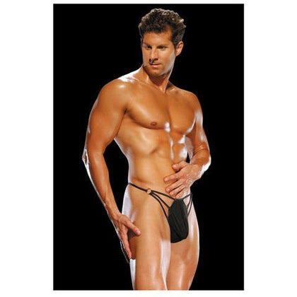 Male Power G-String with Straps and Rings - Model XLRB-001 - Black - Size Large-XLarge - Adult Naughty Store