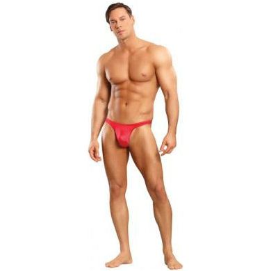Male Power Satin Bong Thong Red L-XL: Luxurious Satin Men's Underwear for Sensual Comfort and Support (Model MP-SBT-RXL)