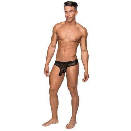 Male Power Hoser Stretch Mesh Thong Black L-XL - Sensual Men's Low Rise Sheer Underwear for Intimate Comfort and Style (Model HP-TH-001) - Adult Naughty Store