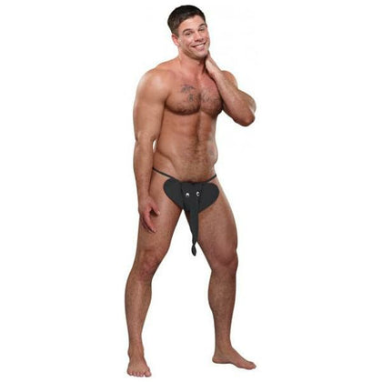 Male Power Squeaker Elephant G-String Black - Sensational Men's Nylon G-String with Playful Elephant Design, Model #MP-ESG-BK, for Unforgettable Pleasure - One Size Fits Most - Adult Naughty Store