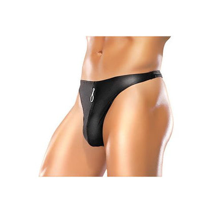 Male Power Zipper Thong Black S-M: The Ultimate Intimate Delight for Men - Adult Naughty Store