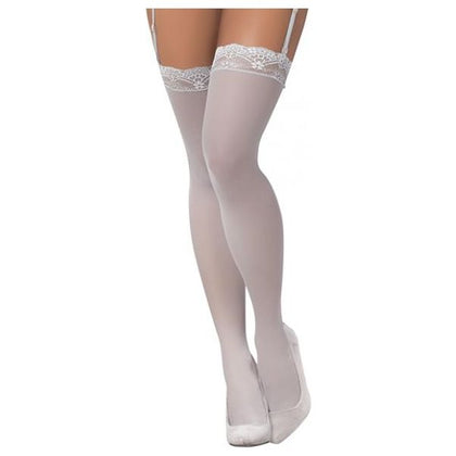 Shoreline Grey O/s Mesh Thigh High Stockings with Lace Design and Silicone Band - Model X1, Women's Lingerie for Sensual Leg Appeal, One Size - Adult Naughty Store