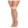 Lustful Lace Mesh Thigh High Stockings - Seductive Intimates Lingerie - Model: Qn - Women's Sensual Delight - Nude - One Size Fits Most - Adult Naughty Store