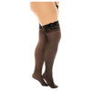 Silky Seduction: Sheer Thigh High with Stay Up Silicone Lace Top - Black (QN) - Adult Naughty Store