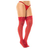 Leg Avenue Sheer Thigh Highs with Stay Up Silicone Lace Top - Red, O/S - Adult Naughty Store