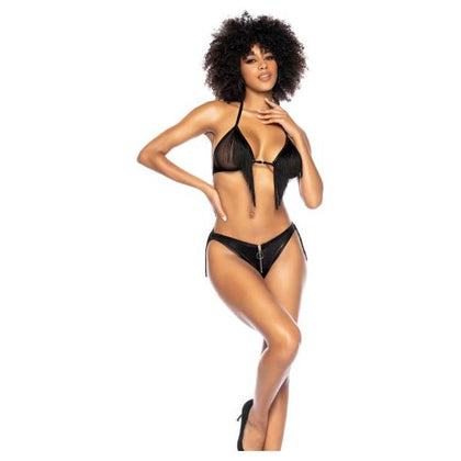 Seductive Intimates Fringe Halter Top & Open Back Bottom Set | Model FHB-001 | Women's Lingerie | Pleasurewear for the Adventurous | Size L/XL - Adult Naughty Store