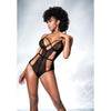 Lace Sensation Mesh Cut Out Strappy Bodysuit - Model LS-001 - Women's Intimate Lingerie - Seductive Black - Size L/XL - Adult Naughty Store