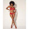 Seductive Intimates Shadow Stripe Underwire Top W/Heart Detail & Crotchless Bottom - Model SXS-2001 - Women's Red L/XL - Sensational Support and Playful Passion - Adult Naughty Store