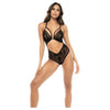 Lace & Mesh Teddy with Front Clasp & Lace-Up Back - Black Lingerie Teddie Model A102X for Women - Sensual Wear for Intimate Delights - Adult Naughty Store