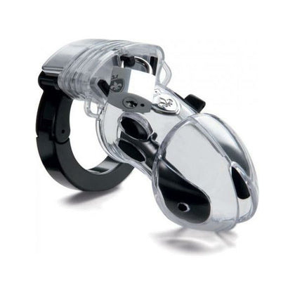Mystim Public Enemy #1 Transparent Cock Cage with E-Stim Function for Men - Enhance Your Chastity Experience and Explore Electrifying Pleasure in Style