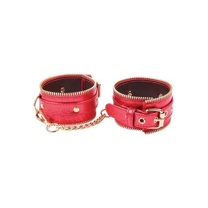 Nobü Fetish Luxury Handcuffs Set - Model FH-500 - Unisex - Adjustable Padded Cuffs - Red/Gold