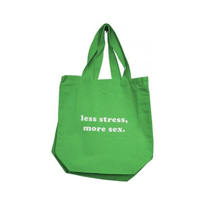 Nobu Less Stress, More Sex Reusable Tote - Green - Adult Naughty Store