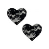 Neva Nude Black Lace Heart Pasties - Model O-s - Women's Intimate Lingerie - NIPZTIX-001 - Nipple Covers for Sensual Pleasure - 2.75