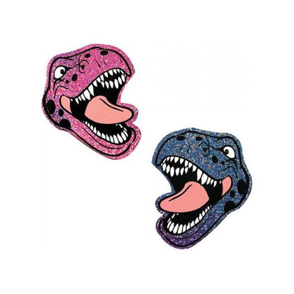 Introducing Neva Nude Black Light Dinosaur Pasties - Pink & Blue O-s: The Sexy TRexy Tyrannasuarus Sexamongus Nipztix for Raves and Intimate Moments