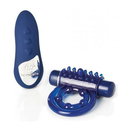 NU Sensuelle Remote Control 15 Function Rechargeable Bullet Ring - Blue, Powerful Cock Ring for Couples Pleasure