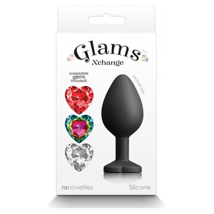 Glams Xchange Heart Gem - Medium: Premium Silicone Interchangeable Gem Anal Plug for All Genders - Pleasure in Style (Multiple Colors Available) - Adult Naughty Store