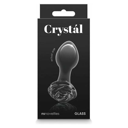 Crystal Glass Black Rose Butt Plug - Model CRBP-001 - Unisex Anal Pleasure Toy - Adult Naughty Store