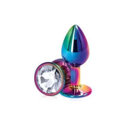 Introducing the Rear Assets MultiColor Small Anal Toy - Model RAS-001: A Sensual Delight for All Genders, Designed for Visual and Sensual Excitement in Clear Aluminum - Adult Naughty Store