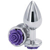 Introducing the Rear Assets Medium - Purple Rose Lightweight Chrome-Plated Anal Toy for Sensual Pleasure - Adult Naughty Store