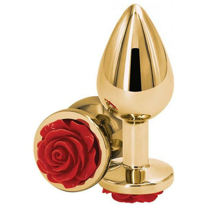 Introducing the Rear Assets Medium - Red Rose Lightweight Chrome-Plated Anal Toy for Sensual Pleasure