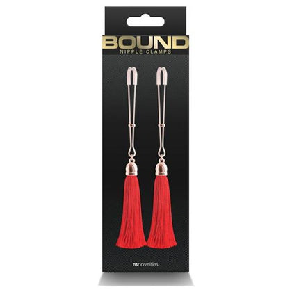 Bound T1 Nipple Clamps - Red: Sensual Metal Clamps for Enhanced Nipple Stimulation and Pleasure