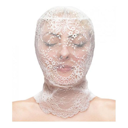 Fetish & Fashion Lace Hood - Model LH-01 for Women: Captivating White Stretch Lace BDSM Hood