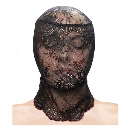Fetish & Fashion Lace Hood - Model A691: Unisex Full Face Coverage BDSM Lace Hood in Seductive Black