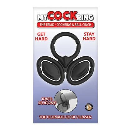 Introducing the Triad Cockring & Ball Cinch - Black: The Ultimate Silicone Pleasure Enhancer for Men