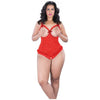 Oh la la cheri Red Lace Open Cup Crotchless Teddy - Plus Size Queen (Model: LCT-001)
