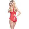 Oh la la cheri Lace Open Cup & Crotchless Teddy - Model: Red O-S - Women's Intimate Lingerie for Sensual Play - One Size Fits Most