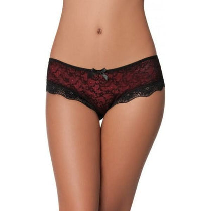 Oh La La Cheri Women's Cage Back Lace Panty Black Red, Model L-XL, Intimate Pleasure, Waist 29-33