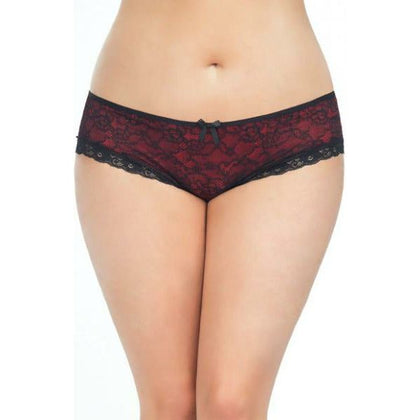 Oh La La Cheri Cage Back Lace Panty Black Red 1X-2X Women's Plus Size Lingerie G-String 32-40