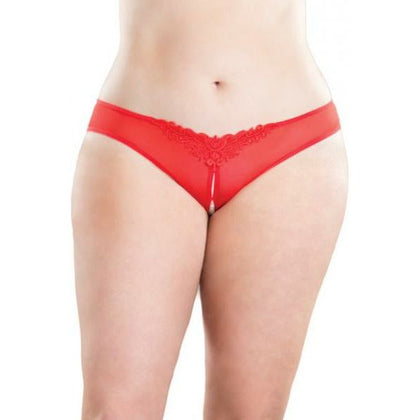 Oh la la cheri Red Crotchless Thong Panty with Pearls 1X-2X - Exquisite Sensual Elegance for Intimate Moments