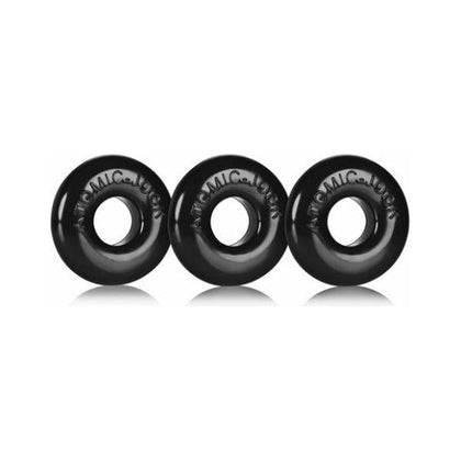 Oxballs Ringer Donut Black Pack Of 3 - Stretchy and Durable Cock Ring Set for Enhanced Pleasure
