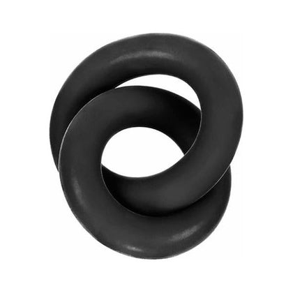 Hunkyjunk Duo Linked Cock & Ball Rings - Model X1B: The Ultimate Dual Grip Cock and Ball Rings for Enhanced Pleasure - Tar Black